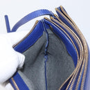 CELINE Trio Large Shoulder Bag Leather Blue Gold Auth ki6538-20