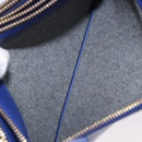 CELINE Trio Large Shoulder Bag Leather Blue Gold Auth ki6538-22
