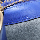 CELINE Trio Large Shoulder Bag Leather Blue Gold Auth ki6538-12