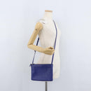 CELINE Trio Large Shoulder Bag Leather Blue Gold Auth ki6538-23