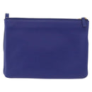 CELINE Trio Large Shoulder Bag Leather Blue Gold Auth ki6538-2