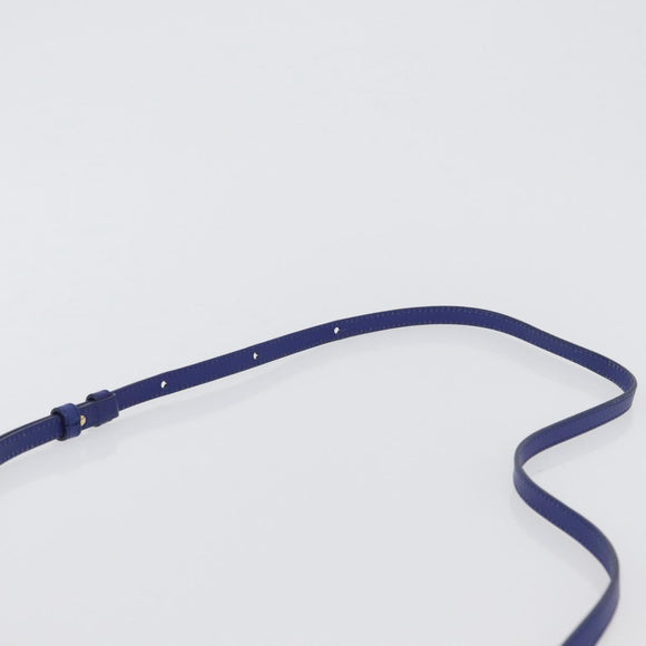 CELINE Trio Large Shoulder Bag Leather Blue Gold Auth ki6538