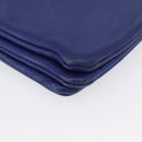 CELINE Trio Large Shoulder Bag Leather Blue Gold Auth ki6539-10