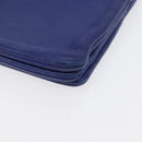CELINE Trio Large Shoulder Bag Leather Blue Gold Auth ki6539-11