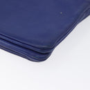 CELINE Trio Large Shoulder Bag Leather Blue Gold Auth ki6539-13
