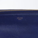 CELINE Trio Large Shoulder Bag Leather Blue Gold Auth ki6539-14