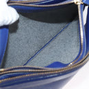 CELINE Trio Large Shoulder Bag Leather Blue Gold Auth ki6539-20