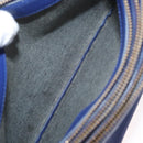 CELINE Trio Large Shoulder Bag Leather Blue Gold Auth ki6539-21
