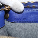 CELINE Trio Large Shoulder Bag Leather Blue Gold Auth ki6539-22