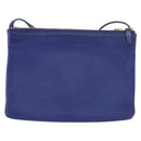 CELINE Trio Large Shoulder Bag Leather Blue Gold Auth ki6539-3