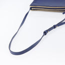 CELINE Trio Large Shoulder Bag Leather Blue Gold Auth ki6539-7