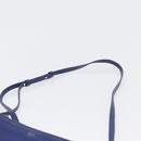 CELINE Trio Large Shoulder Bag Leather Blue Gold Auth ki6539-8