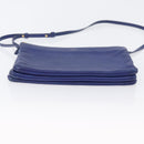 CELINE Trio Large Shoulder Bag Leather Blue Gold Auth ki6539-9