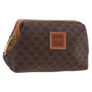 CELINE Macadam Canvas Pouch PVC Leather Brown Gold Auth ki6546-1