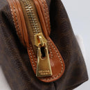 CELINE Macadam Canvas Pouch PVC Leather Brown Gold Auth ki6546-8