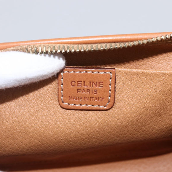 CELINE Macadam Canvas Pouch PVC Leather Brown Gold Auth ki6546