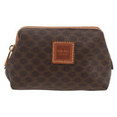 CELINE Macadam Canvas Pouch PVC Leather Brown Gold Auth ki6546-13