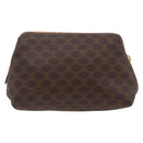 CELINE Macadam Canvas Pouch PVC Leather Brown Gold Auth ki6546-2
