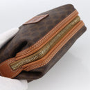 CELINE Macadam Canvas Pouch PVC Leather Brown Gold Auth ki6546-5