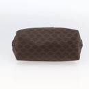 CELINE Macadam Canvas Pouch PVC Leather Brown Gold Auth ki6546-6