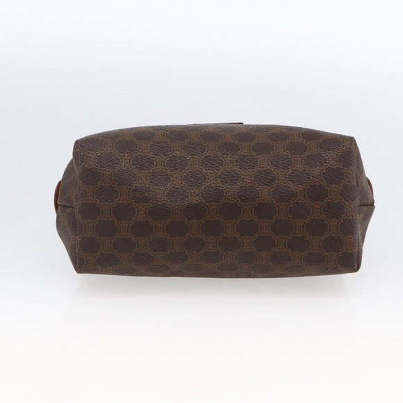 CELINE Macadam Canvas Pouch PVC Leather Brown Gold Auth ki6546