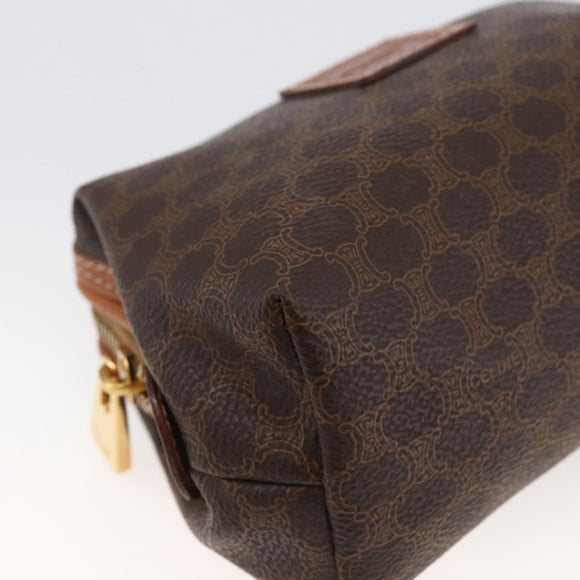 CELINE Macadam Canvas Pouch PVC Leather Brown Gold Auth ki6546