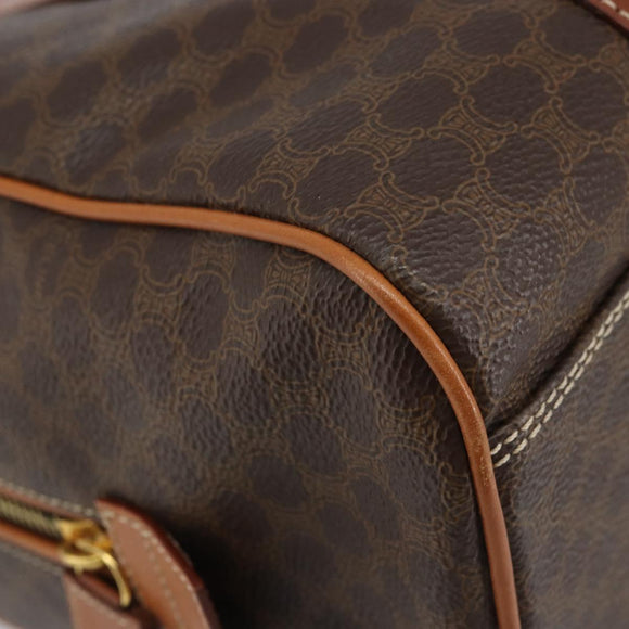 CELINE Macadam Canvas Boston Tasche PVC Leder Braun Gold Auth ki6547
