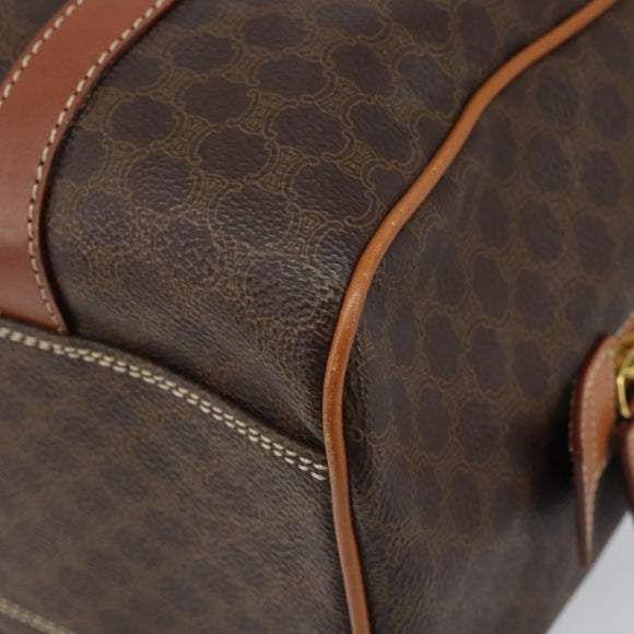 CELINE Macadam Canvas Boston Tasche PVC Leder Braun Gold Auth ki6547