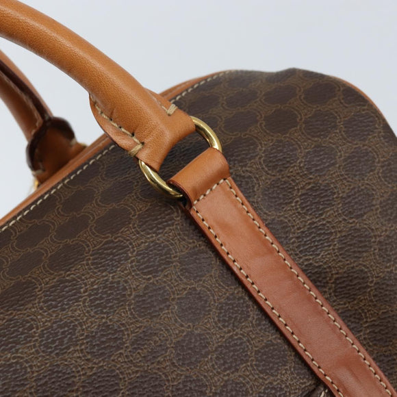 CELINE Macadam Canvas Boston Tasche PVC Leder Braun Gold Auth ki6547