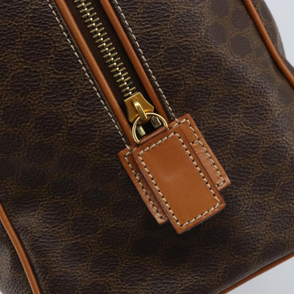 CELINE Macadam Canvas Boston Tasche PVC Leder Braun Gold Auth ki6547