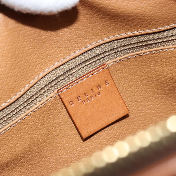 CELINE Macadam Canvas Boston Tasche PVC Leder Braun Gold Auth ki6547