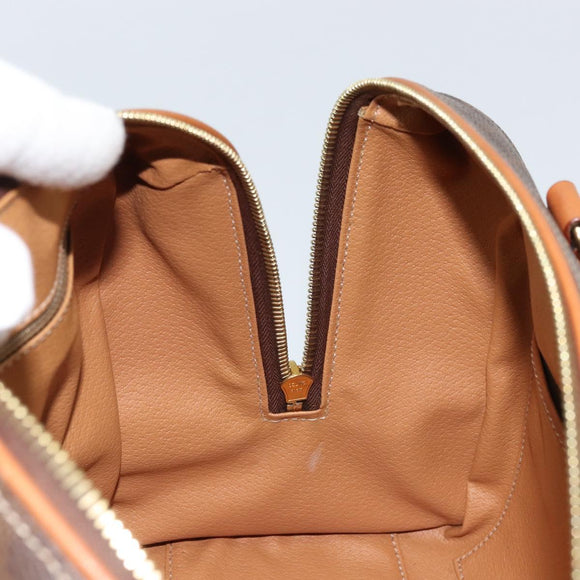 CELINE Macadam Canvas Boston Tasche PVC Leder Braun Gold Auth ki6547