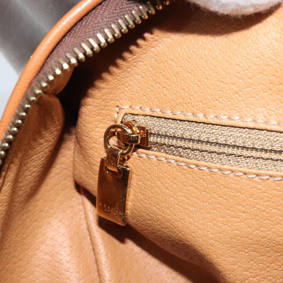 CELINE Macadam Canvas Boston Tasche PVC Leder Braun Gold Auth ki6547
