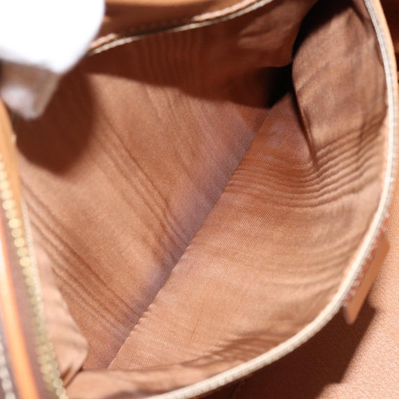 CELINE Macadam Canvas Boston Tasche PVC Leder Braun Gold Auth ki6547