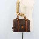 CELINE Macadam Canvas Boston Tasche PVC Leder Braun Gold Auth ki6547-25