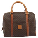 CELINE Macadam Canvas Boston Tasche PVC Leder Braun Gold Auth ki6547-13