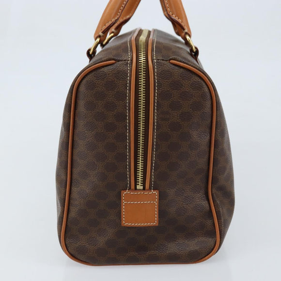 CELINE Macadam Canvas Boston Tasche PVC Leder Braun Gold Auth ki6547