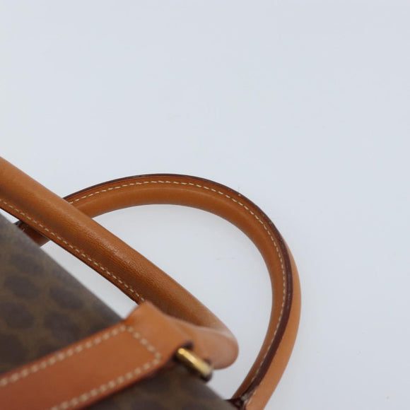 CELINE Macadam Canvas Boston Tasche PVC Leder Braun Gold Auth ki6547