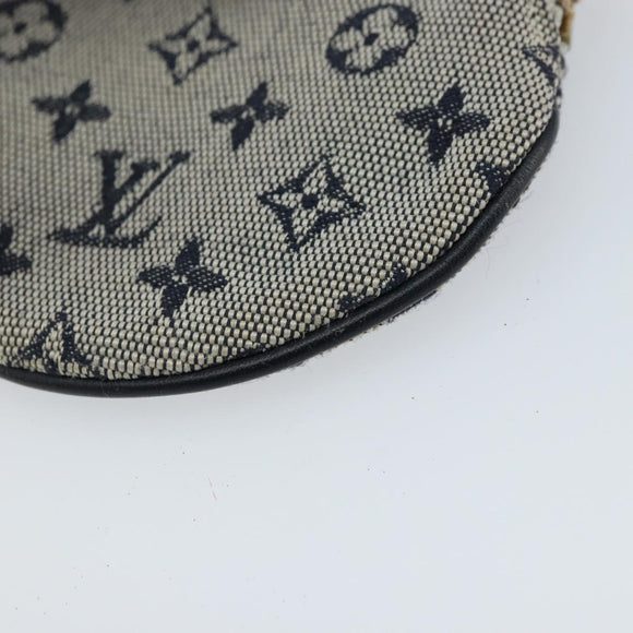 LOUIS VUITTON Mini Porte Monnaie Round Coin Purse Blue M92460 LV Auth ki6549