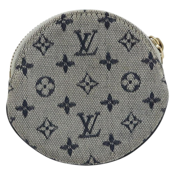 LOUIS VUITTON Mini Porte Monnaie Round Coin Purse Blue M92460 LV Auth ki6549