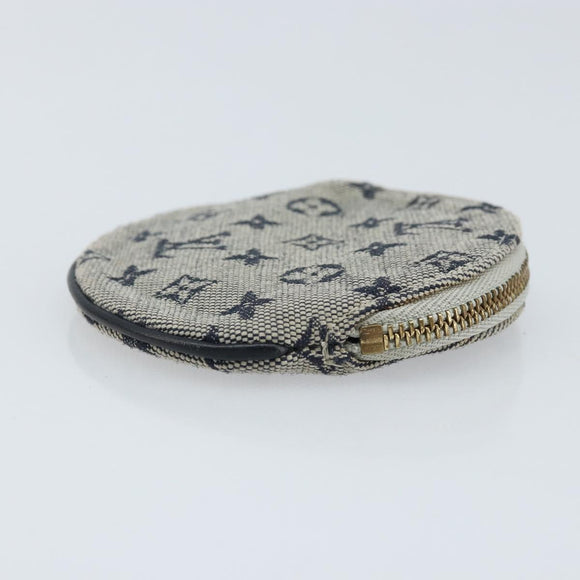 LOUIS VUITTON Mini Porte Monnaie Round Coin Purse Blue M92460 LV Auth ki6549