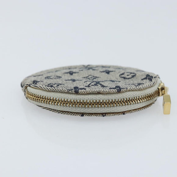 LOUIS VUITTON Mini Porte Monnaie Round Coin Purse Blue M92460 LV Auth ki6549