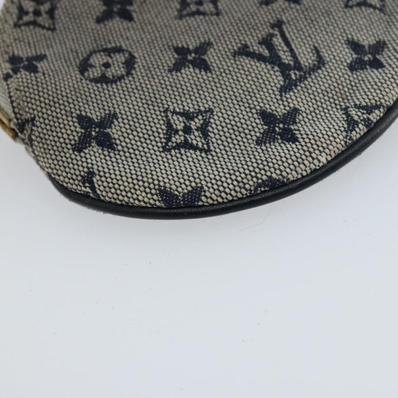 LOUIS VUITTON Mini Porte Monnaie Round Coin Purse Blue M92460 LV Auth ki6549