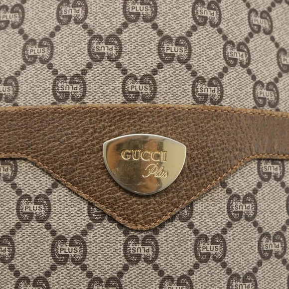 GUCCI GG Plus Supreme Web Sherry Line Tote Bag PVC Beige Gold Auth ki6556