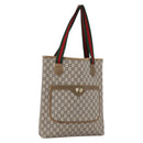 GUCCI GG Plus Supreme Web Sherry Line Tote Bag PVC Beige Gold Auth ki6556-1