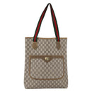 GUCCI GG Plus Supreme Web Sherry Line Tote Bag PVC Beige Gold Auth ki6556-13