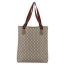 GUCCI GG Plus Supreme Web Sherry Line Tote Bag PVC Beige Gold Auth ki6556-2