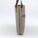 GUCCI GG Plus Supreme Web Sherry Line Tote Bag PVC Beige Gold Auth ki6556-3
