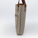 GUCCI GG Plus Supreme Web Sherry Line Tote Bag PVC Beige Gold Auth ki6556-4