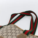 GUCCI GG Plus Supreme Web Sherry Line Tote Bag PVC Beige Gold Auth ki6556-8